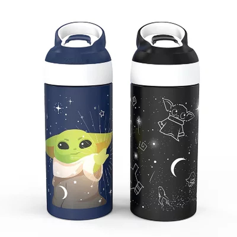 Zak Designs 14oz Recycled Stainless Steel Vacuum Insulated Kids' Water Bottle 'On The Move