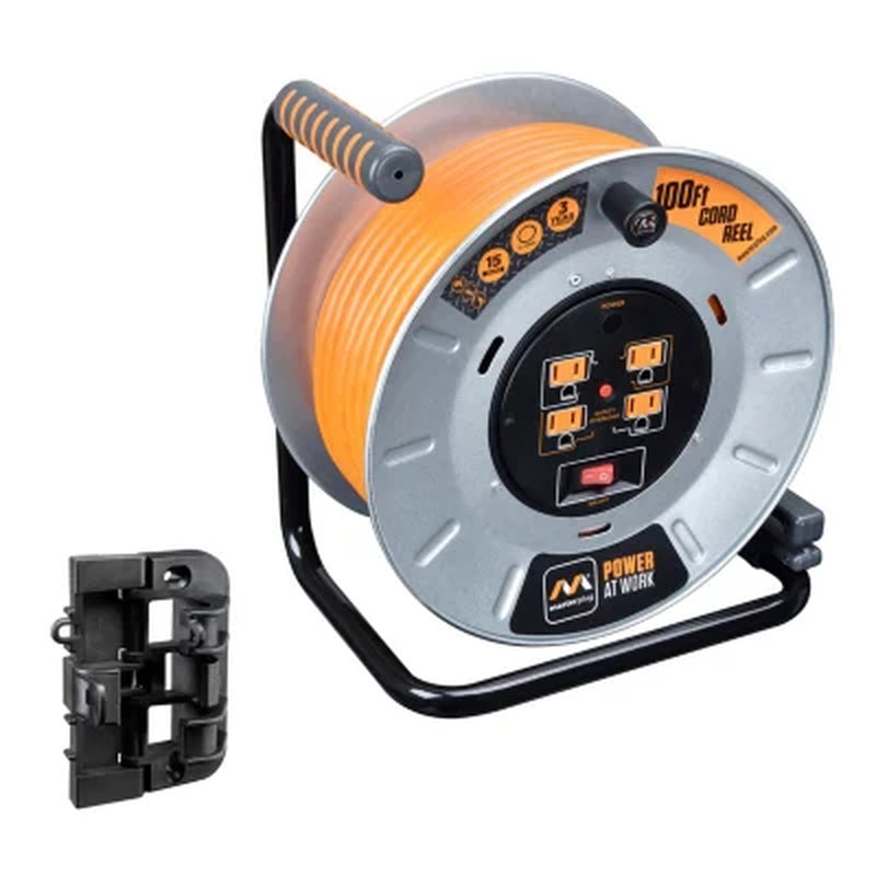 Masterplug 100' Heavy Duty Extension Cord Reel with Wall Mounting Brac –  RJP Unlimited