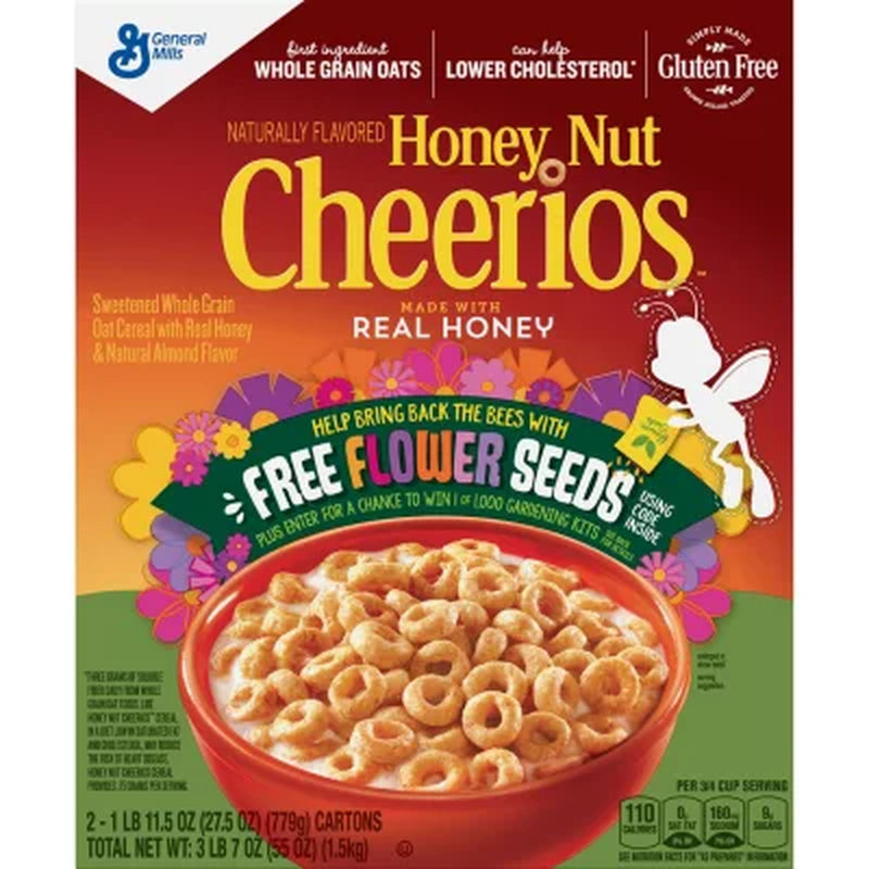 Honey Nut Cheerios Gluten Free Cereal (27.5 oz, 2 Pack) GREAT VALUE &  SERVICE!!