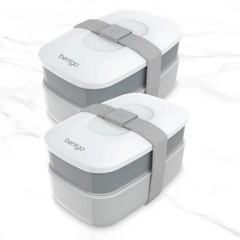Bentgo Classic All-in-One Stackable Lunch Box Container with Built in  Flatware - Gray