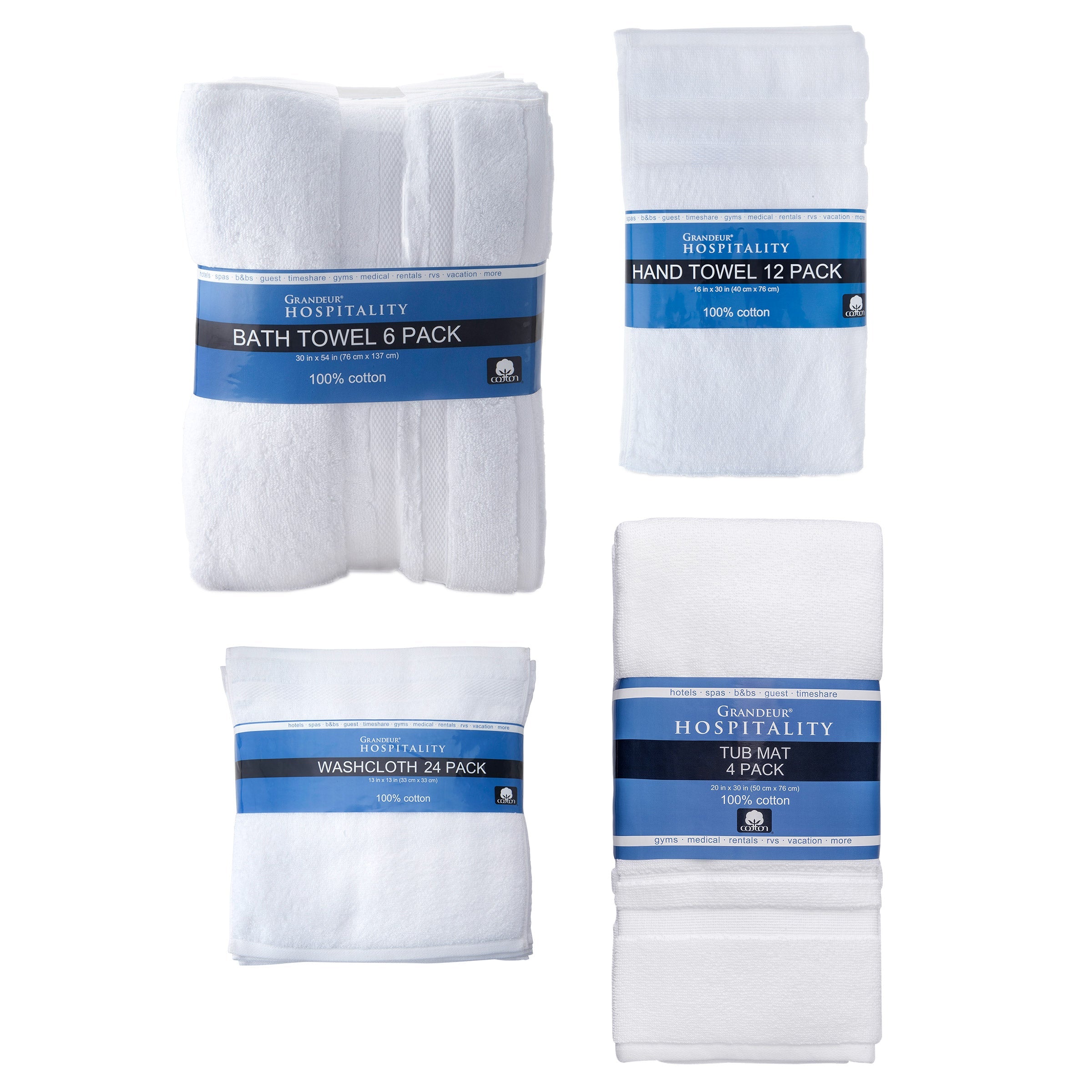 White Grandeur Hospitality Bath Towels Thick Cotton Hotel Hotel