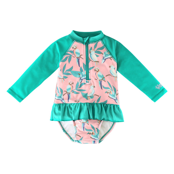 Baby Girl's Long Sleeve Ruffled Swim Suit