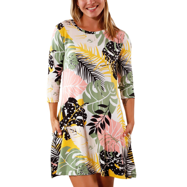 Women's 3/4 Sleeve Swing Dress