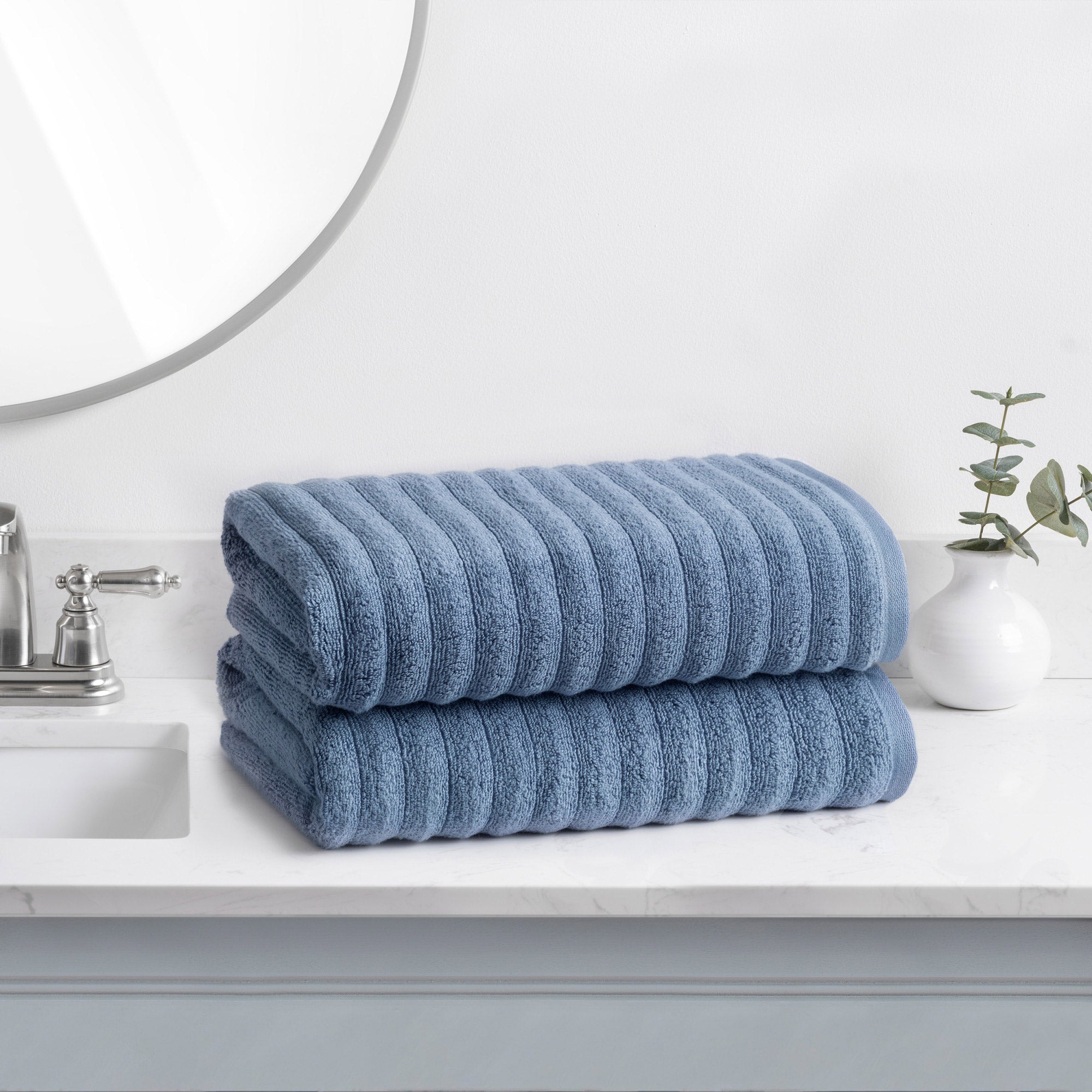 Welhome 100% Cotton Bumpy Textured Bath Towel 2-Piece Set