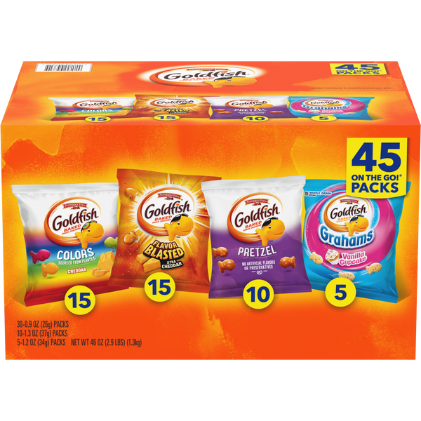 Goldfish Baked Snack Crackers, Variety Pack, 45 ct