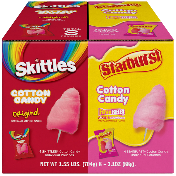 Skittles and Starburst Cotton Candy, Variety Pack, 3.1 oz, 8 ct