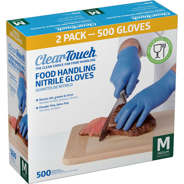 Clear-Touch Food Handling Nitrile Gloves, Medium, 500 ct