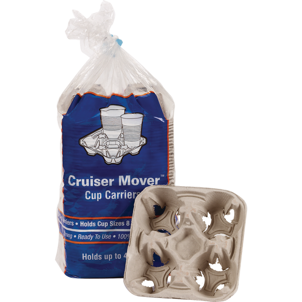 Cruiser Mover Beverage Carrier, 4 Cup, Natural, 50 ct