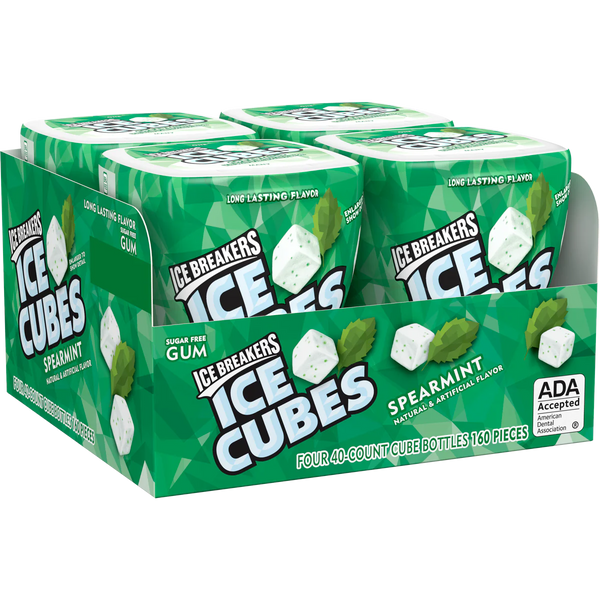 Ice Cubes Sugar Free Gum, Spearmint, 40 pieces, 4 ct