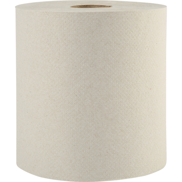 1-Ply Recycled Hardwound Roll Towels, Non-perforated, 8" x 800', Natural, 6 ct