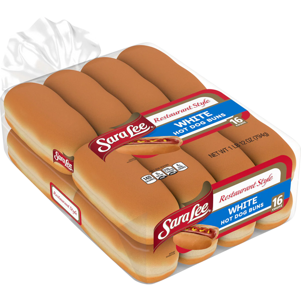 Restaurant Style Hot Dog Buns, White, 16 ct