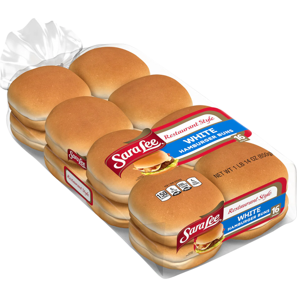 Restaurant Style Hamburger Buns, White, 16 ct