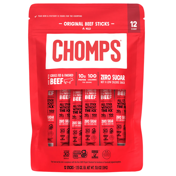 Chomps Original Beef Sticks, Mild, 1.15 oz, 12 ct