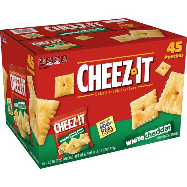 Baked Snack Crackers, White Cheddar, 1.5 oz, 45 ct