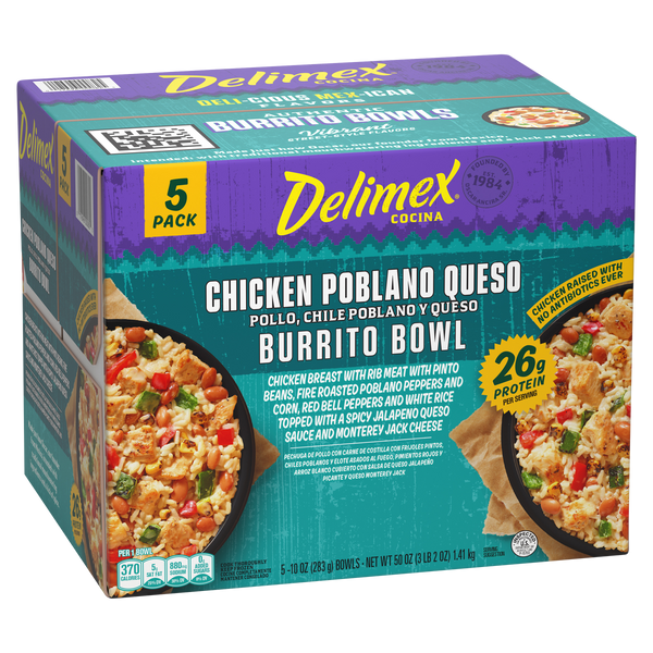 Cocina Burrito Bowl, Chicken Poblano Queso, 10 oz, 5 ct