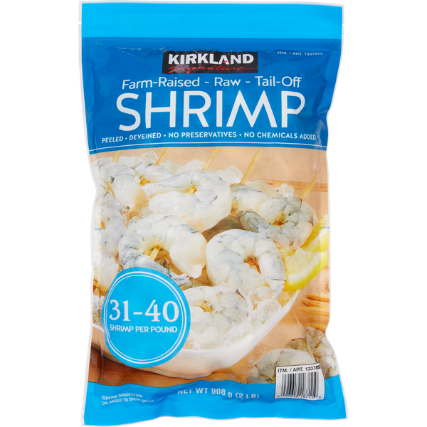 Farm-Raised Raw Shrimp, Tail-Off, Peeled, Deveined, 31-40 ct, 2 lbs