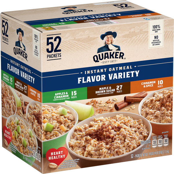 Instant Oatmeal, Variety Pack, 1.51 oz, 52 ct