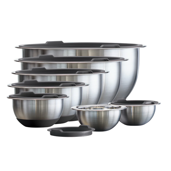 Stainless Steel Mixing Bowls with Lids, Gray, 14 piece