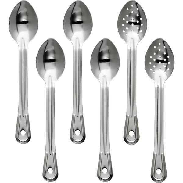 Serving Spoons, Assorted Styles, Stainless Steel, 6 ct