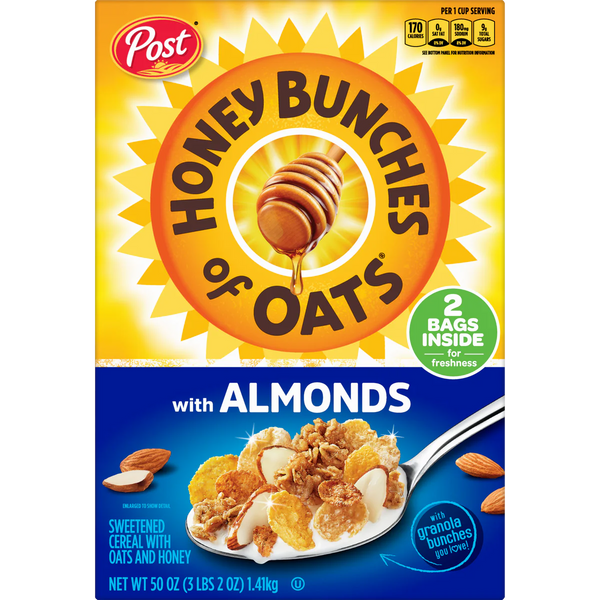 Honey Bunches of Oats Cereal, with Almonds, 50 oz