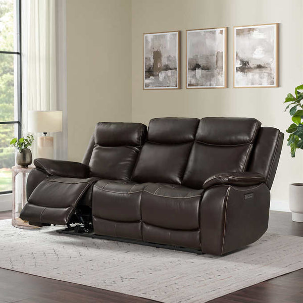 Harvey Leather Power Reclining Sofa with Power Headrests