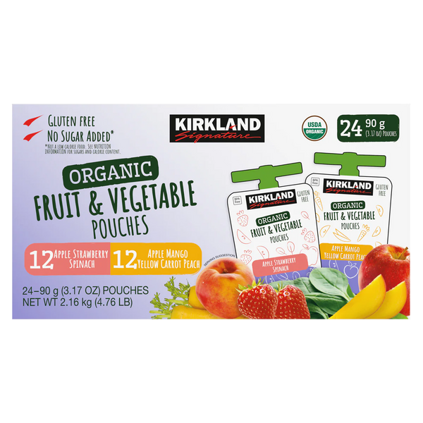 Organic Fruit & Vegetable Pouches, Variety Pack, 3.17 oz, 24 ct