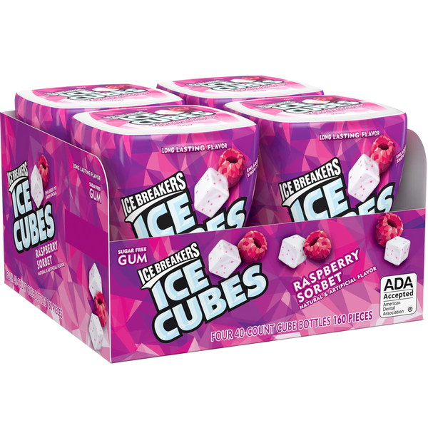 Ice Cubes Sugar Free Gum, Raspberry Sorbet, 40 pieces, 4 ct