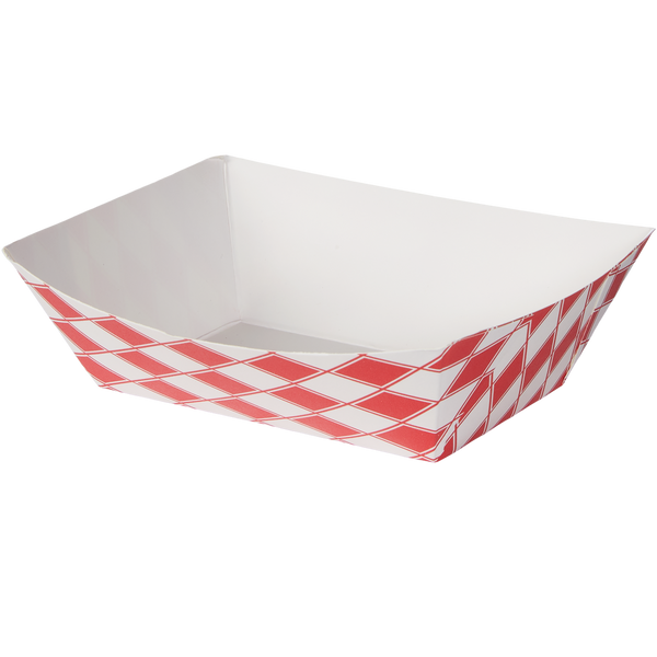 Paper Food Tray, 1 lb, Red/White Check, 1000 ct