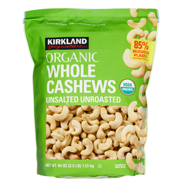 Organic Whole Cashews, Unsalted, Unroasted, 40 oz  