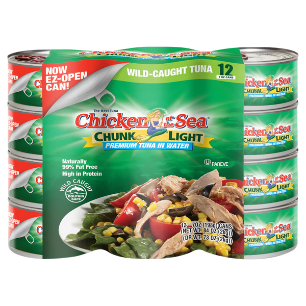 Premium Chunk Light Tuna in Water, 7 oz, 12 ct