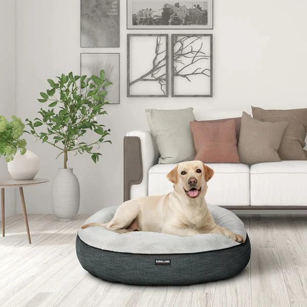 40” Round Nest Pet Bed, Black Birdseye