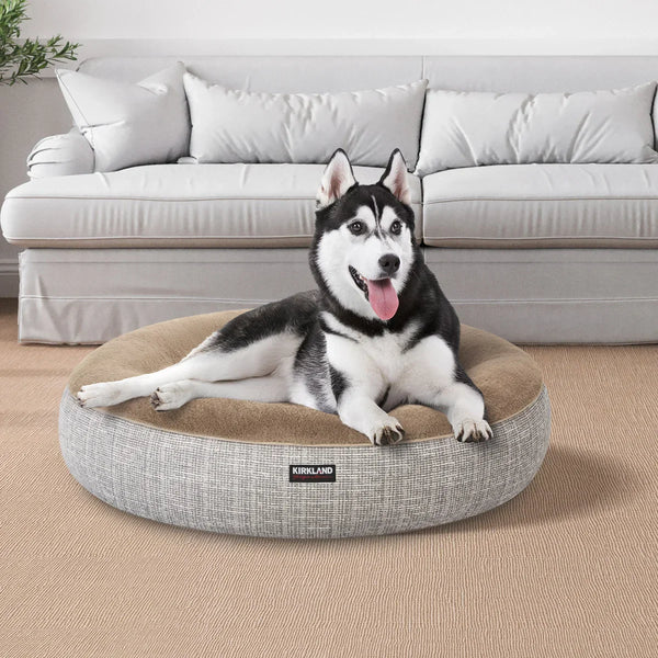 40” Round Nest Pet Bed, Neutral Texture