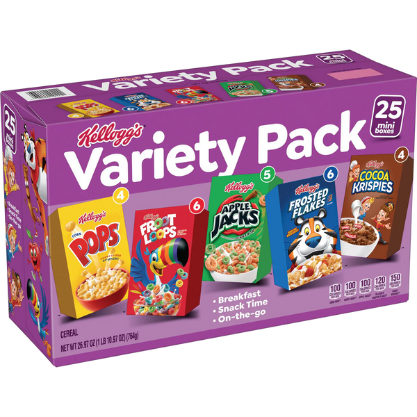 Cereal Mini Boxes, Variety Pack, 25 ct