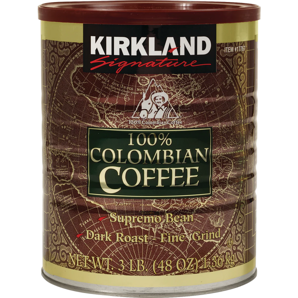 100% Colombian Ground Coffee, Dark Roast, 3 lbs