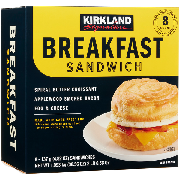 Croissant Breakfast Sandwich, Applewood Smoked Bacon, Egg and Cheese, 4.82 oz, 8 ct