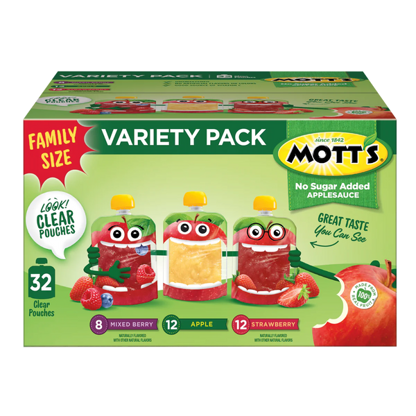 Mott’s Applesauce, Variety Pack, 3.2 oz, 32 ct