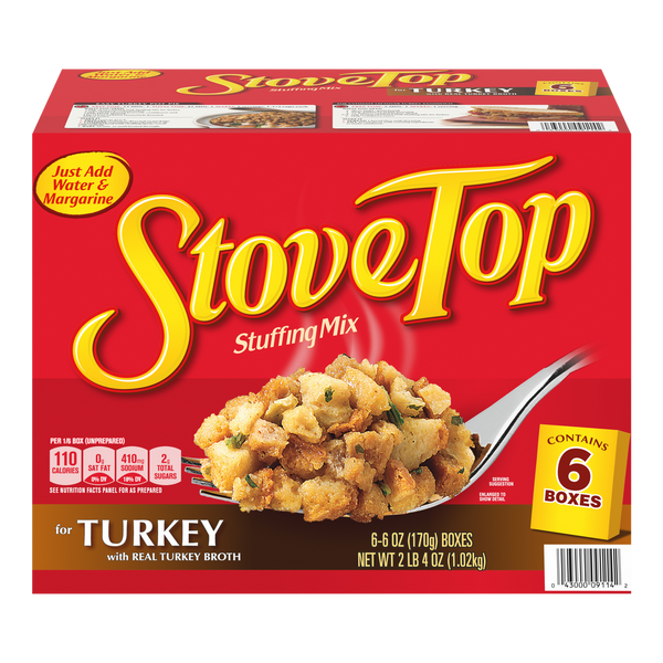 Stove Top Stuffing Mix for Turkey, 6 oz, 6 ct