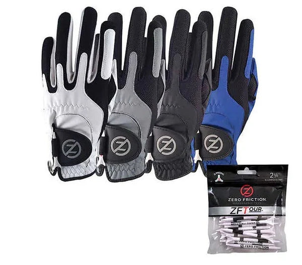 Zero Friction Men's Compression Golf Glove, 4-pack