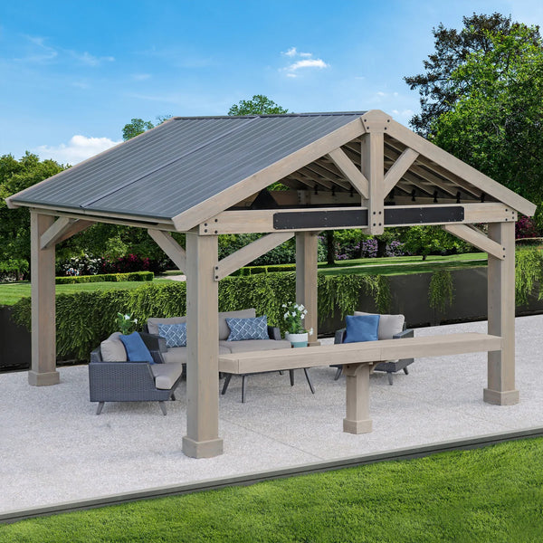 Yardistry 16' x 14' Timber Frame Pavilion Wood Counter