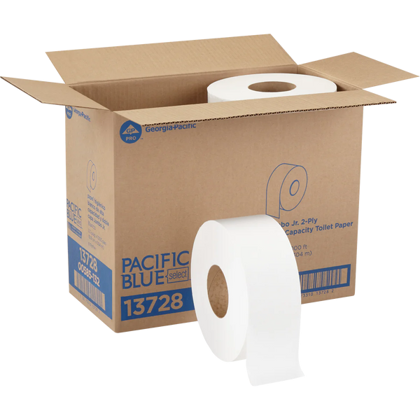 Pacific Blue Select Bath Tissue, Jumbo Roll, 2-Ply, 3.5" x 1000', 8 ct