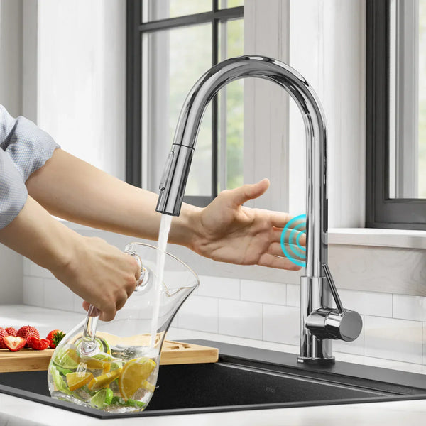 KRAUS Contemporary Single-Handle Touch Kitchen Sink Faucet with Pull Down Sprayer