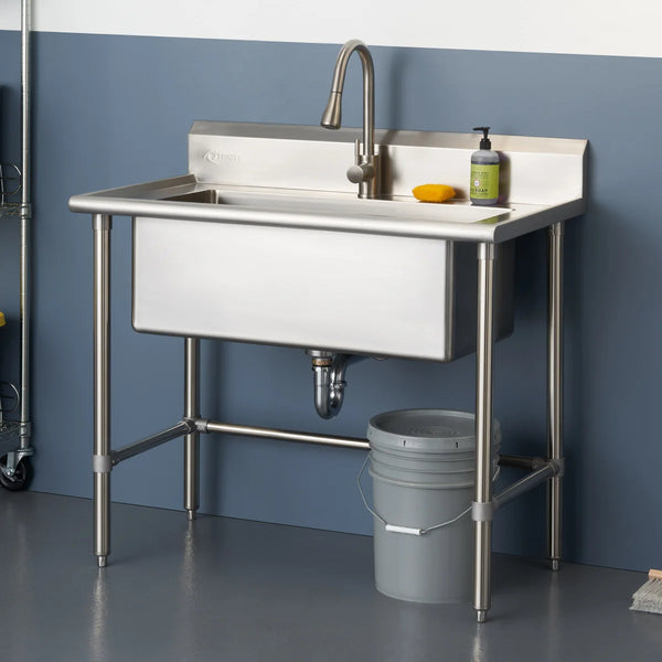 32" x 16" Stainless Steel Utility Sink with Pull-out Faucet