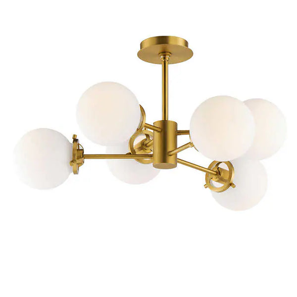 Bistro 6-Light Satin Brass Chandelier with LED Bulbs Included