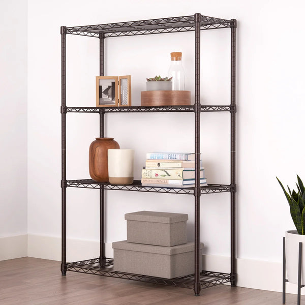 4-Tier Indoor Wire Shelving Rack, 36” x 14” x 54”, NSF, Dark Bronze