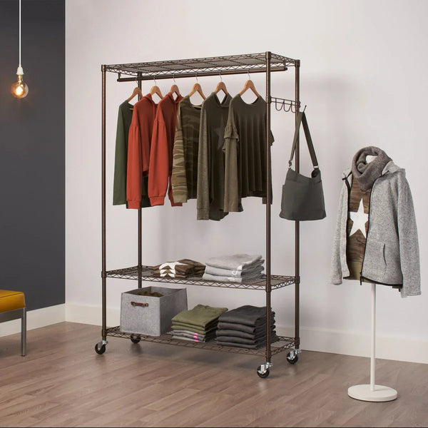 TRINITY Bronze Rolling Garment Rack