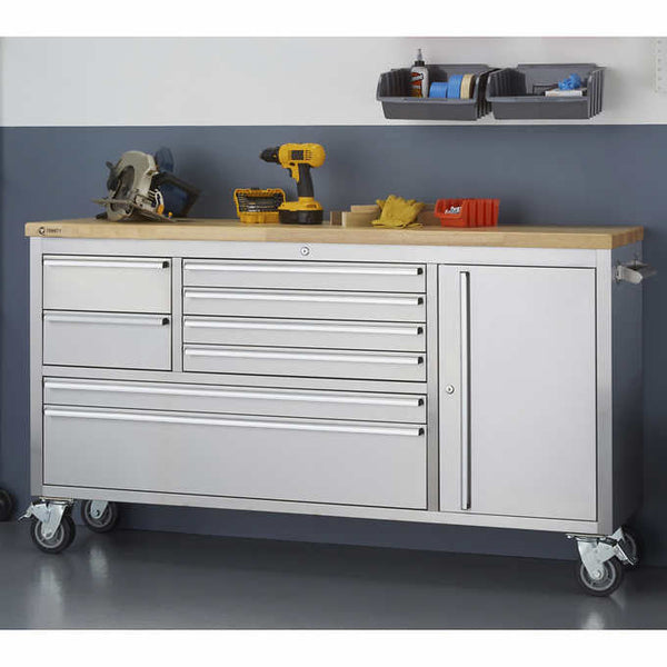 TRINITY 66" Stainless Steel Rolling Workbench