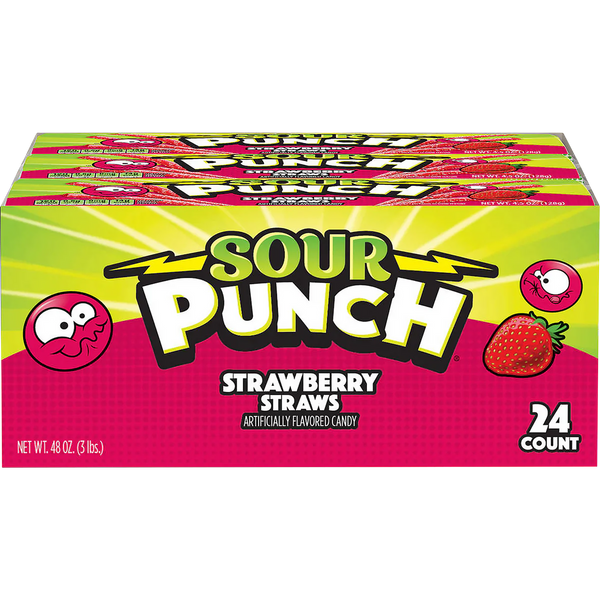 Sour Punch Straws, Strawberry, 2 oz, 24 ct