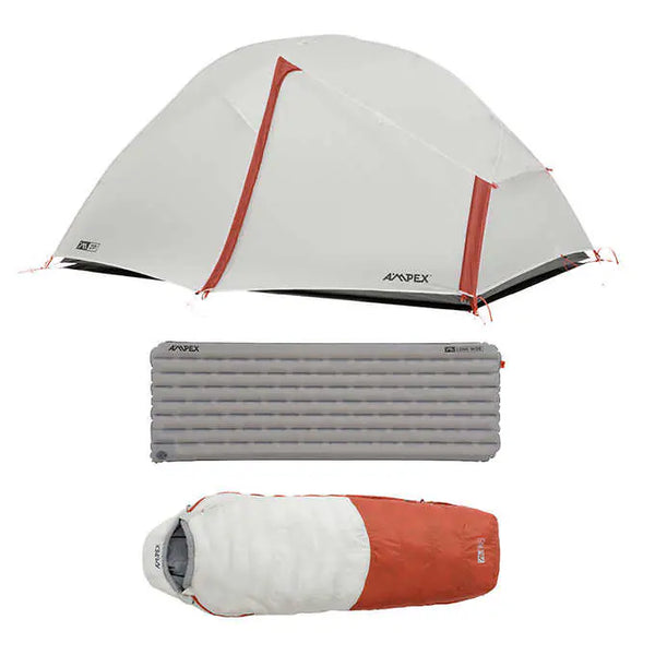 AMPEX Backpacker Bundle with 2P Tent, 30* XL Bag and XL Camp Pad