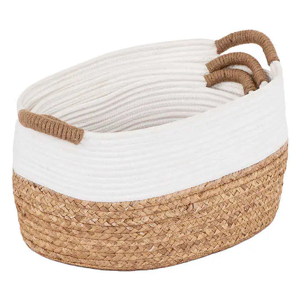 Seville Classics Hyacinth & Rope Baskets, 3-piece Set