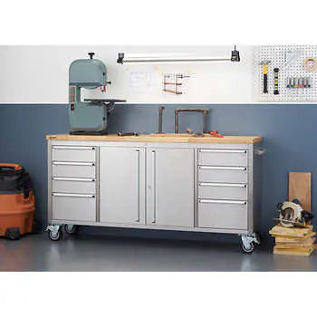 TRINITY 72" Stainless Steel Rolling Workbench